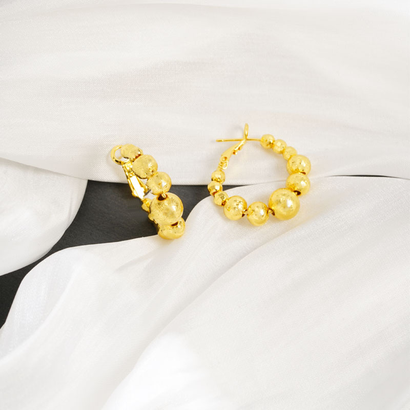 Pendientes de oro de arena antigua transfronteriza, diseño personalizado, perla, temperamento, aretes, lujo ligero femenino, durante mucho tiempo, sin decoloración