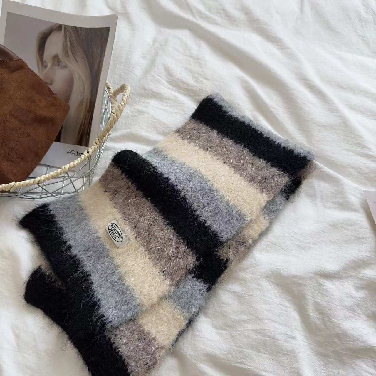 Bufanda Tejida de Lana para Invierno Cálida y Suave para Otoño e Invierno