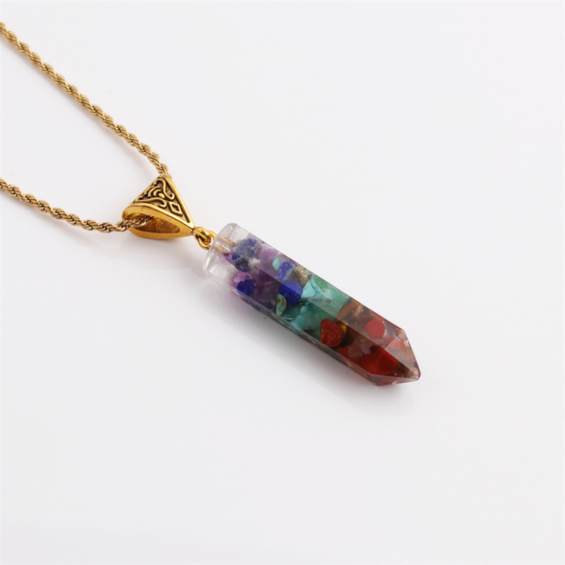 Stone Geometric Pendant Twist Chain Hip Hop Style Necklace Wholesale Jewelry Nihaojewelry display picture 16