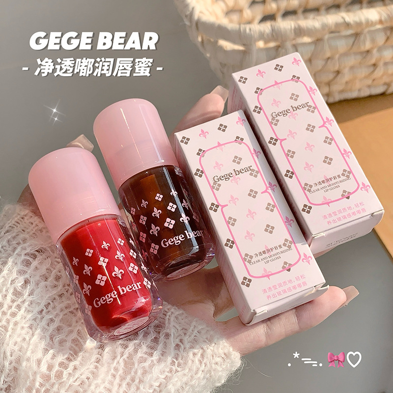 Gege bear net permeable esmalte labial de miel de agua brillante espejo de labio húmedo hidratante para estudiantes pseudo esmalte labial simple