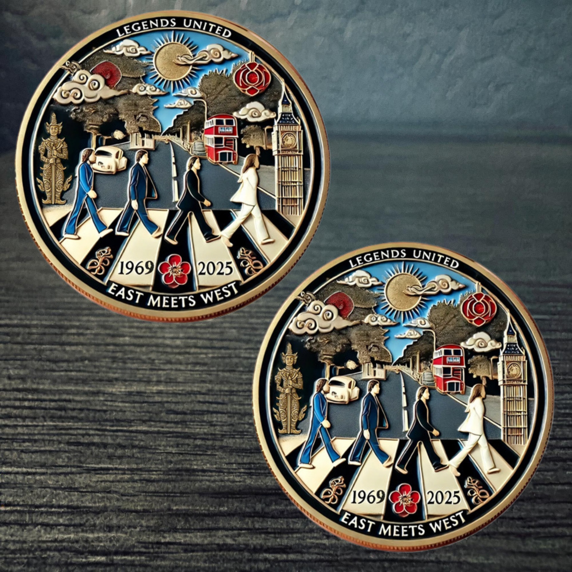 The Beatles Abbey Road 56th Anniversary Commemorative Coin: A 3D Relief Metal Coin Celebrating the Fusion of Eastern and Western Cultures The Beatles Abbey Road 56th Anniversary Commemorative Coin: A 3D Relief Metal Coin Celebrating the Fusion of Eastern and Western Cultures
