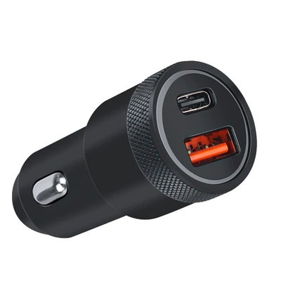 Car charger super fast charging flash charging cross-border aluminum alloy QCPD cigarette lighter suitable for car charging (Mobil şarj cihazları) - direct-insertion-black-aluminum-shell-three-step-qcpd