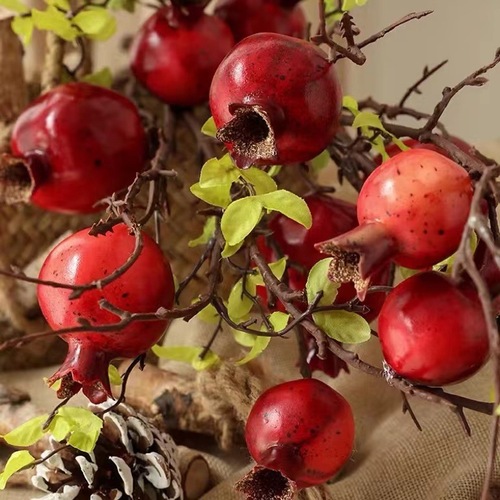 Simulated pomegranate fruit 8-head pomegranate red fruit holly fruit persimmon flower arrangement home decoration display manufacturer wholesale