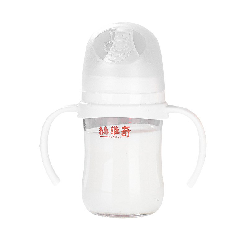 Venta al por mayor botella de alimentación de vidrio recién nacido carcasa adecuada con 3 generación mismo calibre ancho anti-choke leche anti-flatulencia bebé