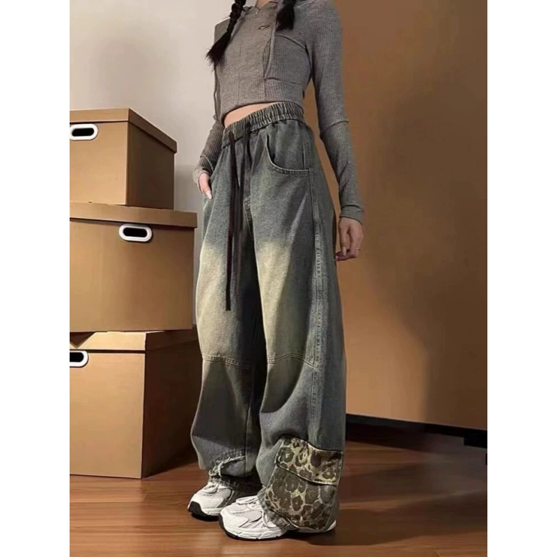 Хип-хоп ins Chao High Street Trends красивый трансграничный гонконгский стиль Choan летний новый 2024 персонализированные буквенные джинсы