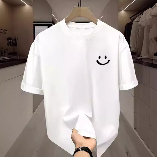 Summer Top Black Ice Silk T Hong Style Unisex T-Shirt Versatile Simple Top Couple Set Men and Women Same Style Short Sleeve Trendy