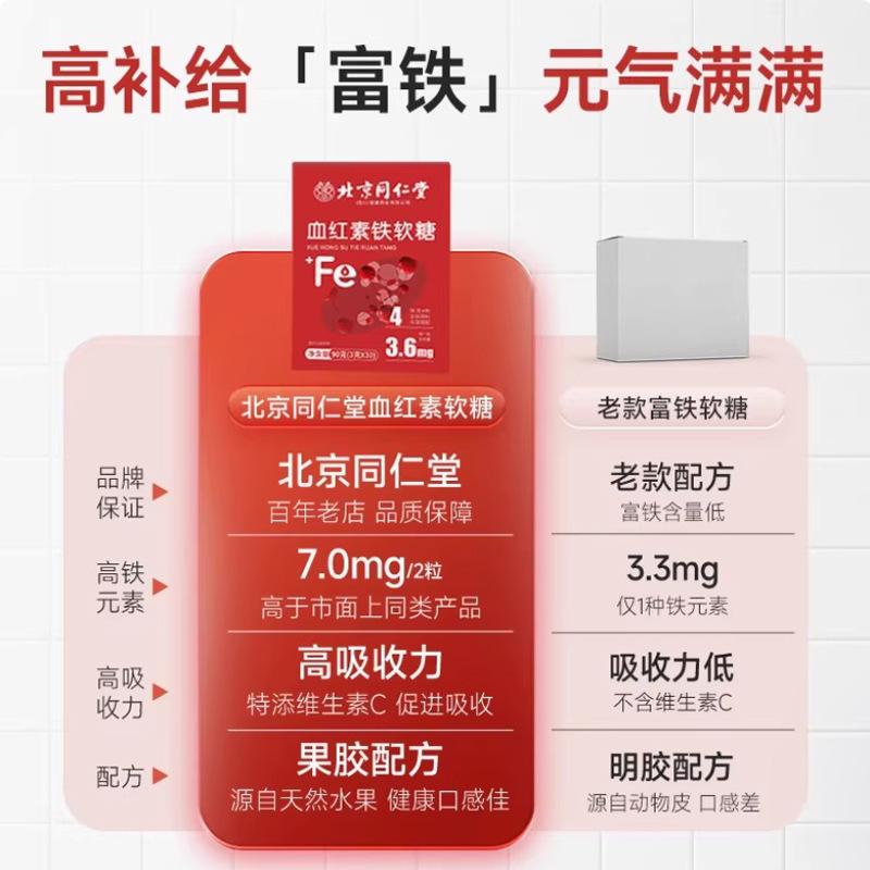 北京同仁堂血红素铁软糖 批发厂家儿童成人滋补软糖 富铁软糖定制|undefined