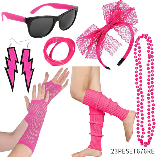 1980 fiesta fiesta 80 s traje collar diadema rodilleras brazaletes gafas 1920Flapper