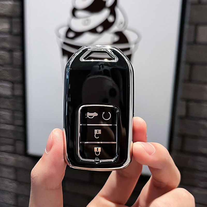 BT 키 유형 E - 스마트 4버튼 [단일 쉘 블랙] + 실버 번호판