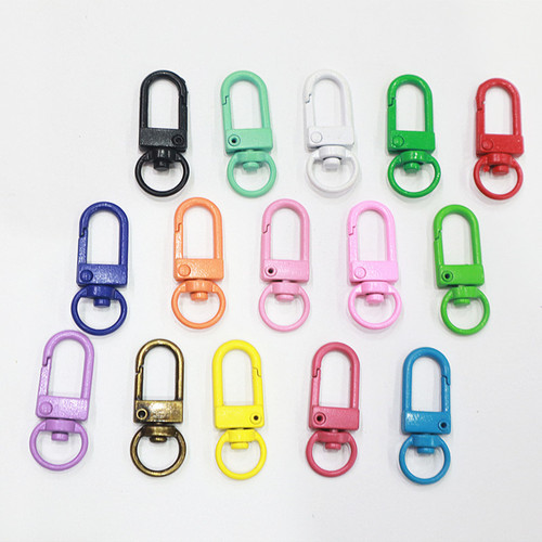 Colorful painted metal hardware hook diy jewelry accessories spring dog buckle U-shaped door buckle rotating key chain pendant