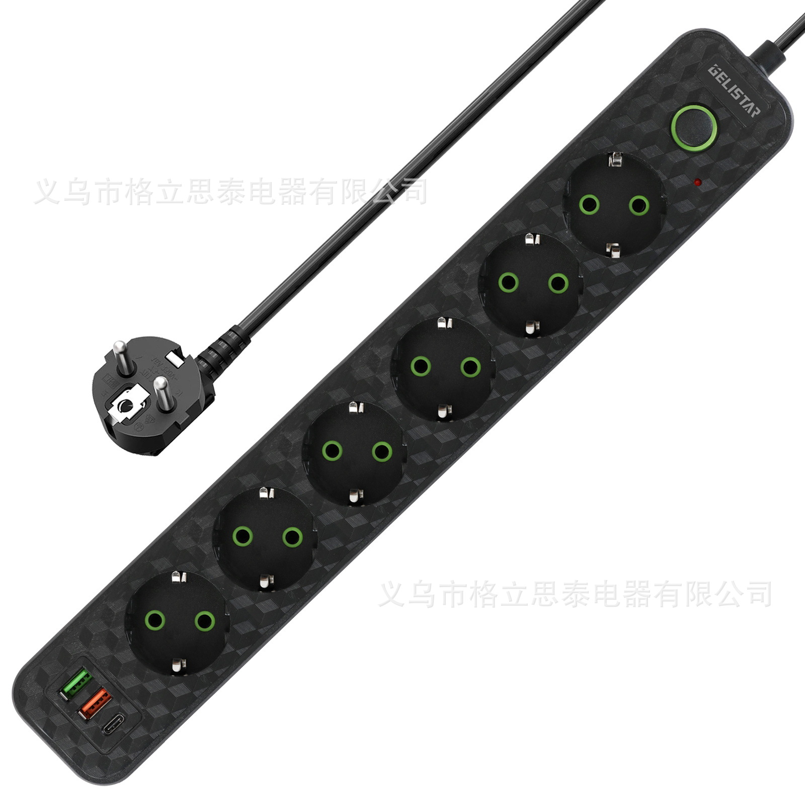 多功能网络延长线俄罗斯插座电涌保护器带USB typec欧规欧洲排插
