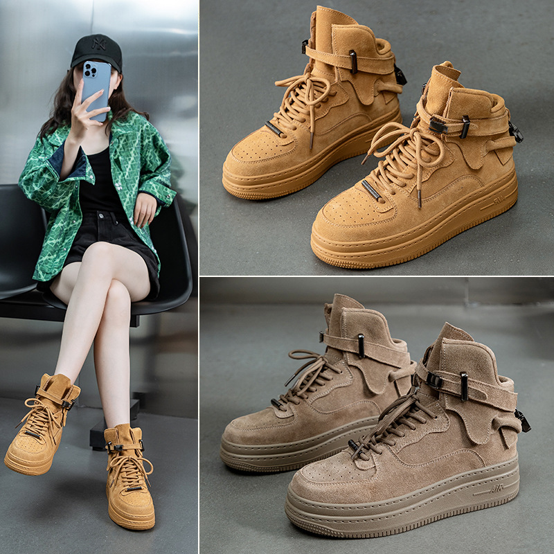 Douyin's Popular Air Force One Aj Women's Shoes Genuine Leather High-Top Sports and Leisure Sneakers for Women 2025 New Martin Shoes