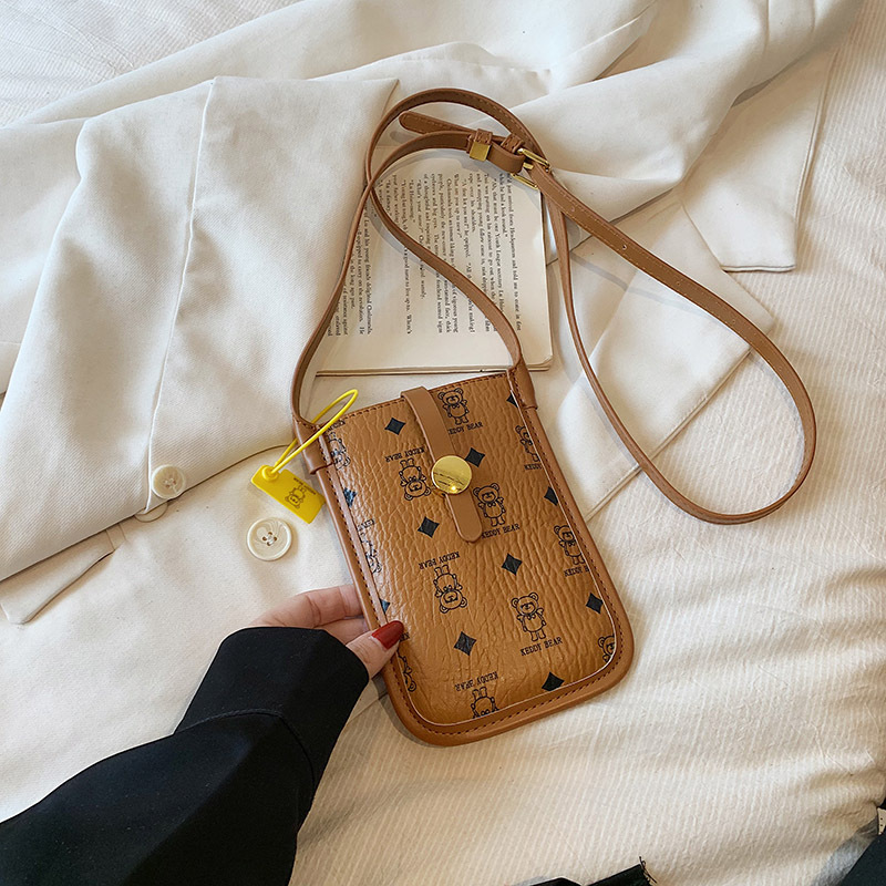 Bolsa de teléfono móvil al por mayor bolsa de mujer nueva bolsa de mensajero de nicho bolsa cuadrada pequeña vertical estilo coreano impreso mini bolsa pequeña Linda