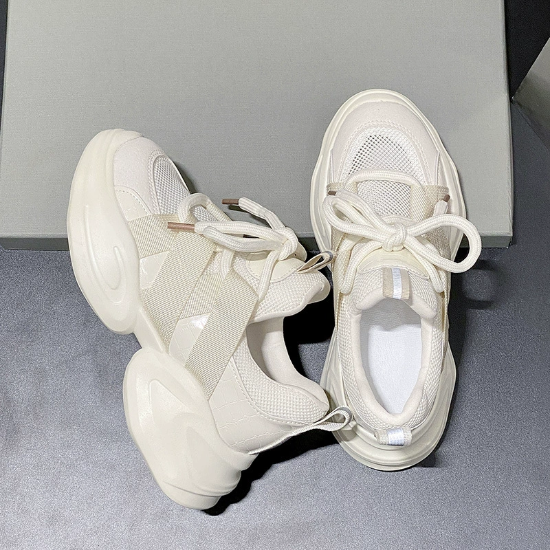 Дышащие off-white платформенные кроссовки, высота 7 см, обувь для отдыха и спорта для подростков, повседневная носка