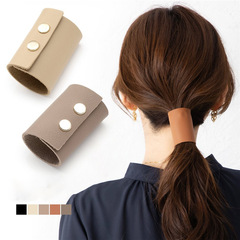 Korean Minimalist Chic PU Leather Hair Tie Outdoor Style Women's Hair Accessory for Outdoors Hairband