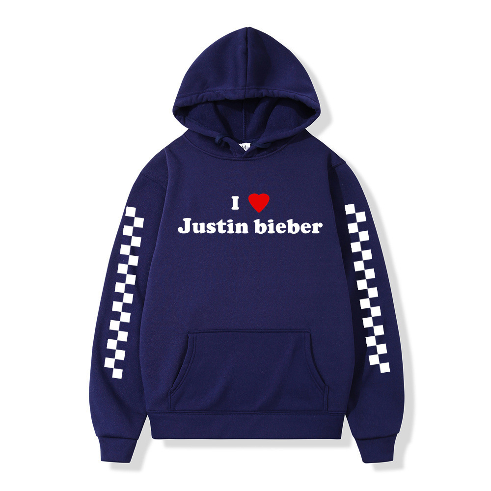 Winter Men Hoodies I love Justin Bieber Pullover Male Hooded
