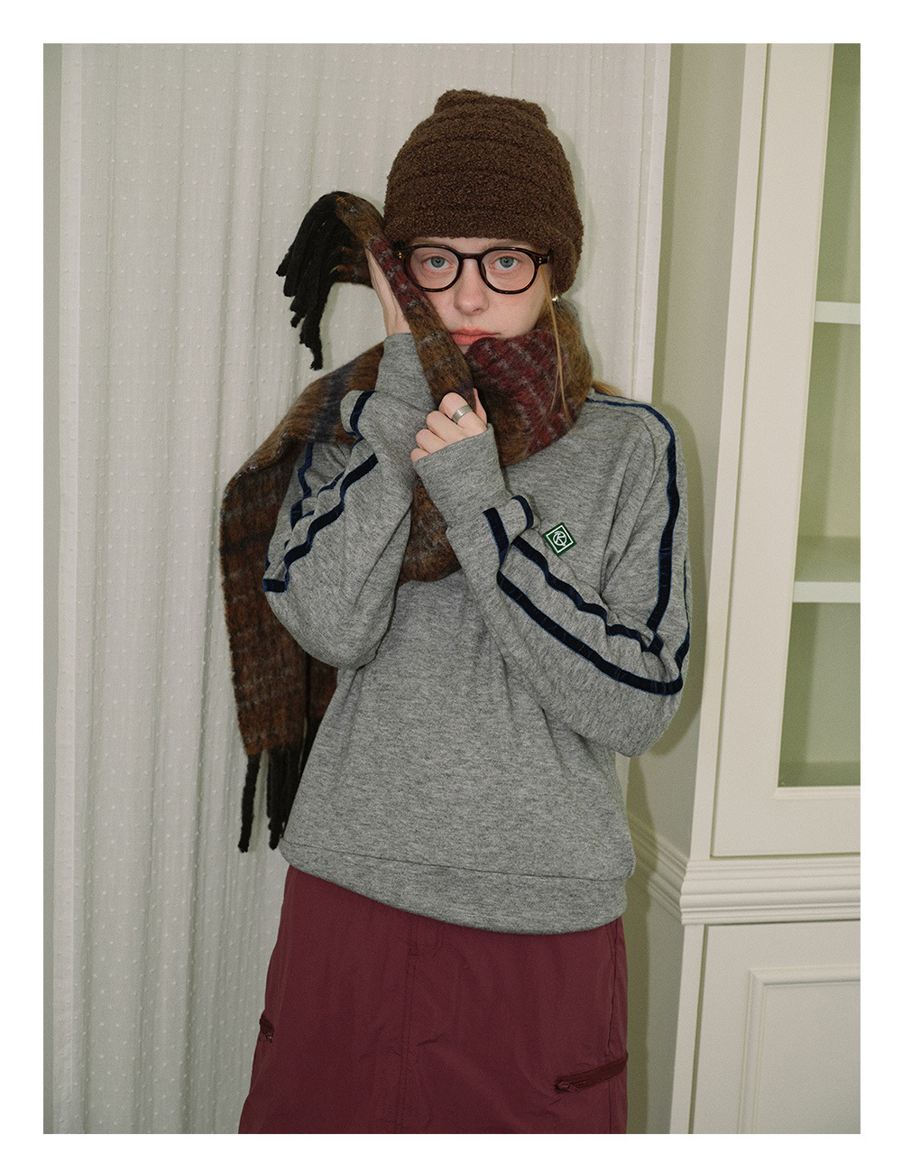 Der 2023 neue Saturn-Streifen aus Wollmischung des britischen Designers für den warmen Herbst- und Winterschal für Damen_voghion.com