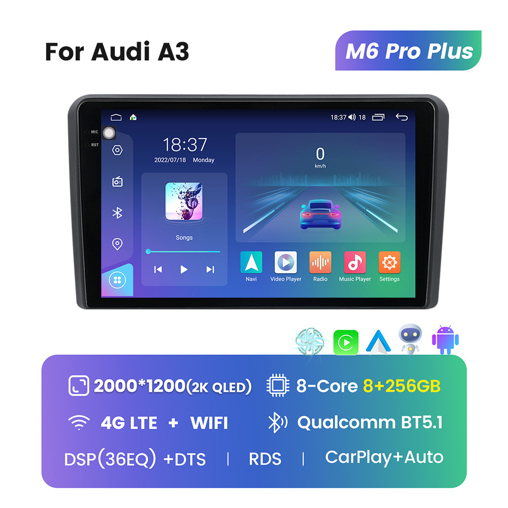 Suitable for Audi A3 06-12 modified Android large screen central control car navigation M6Pro 7862S