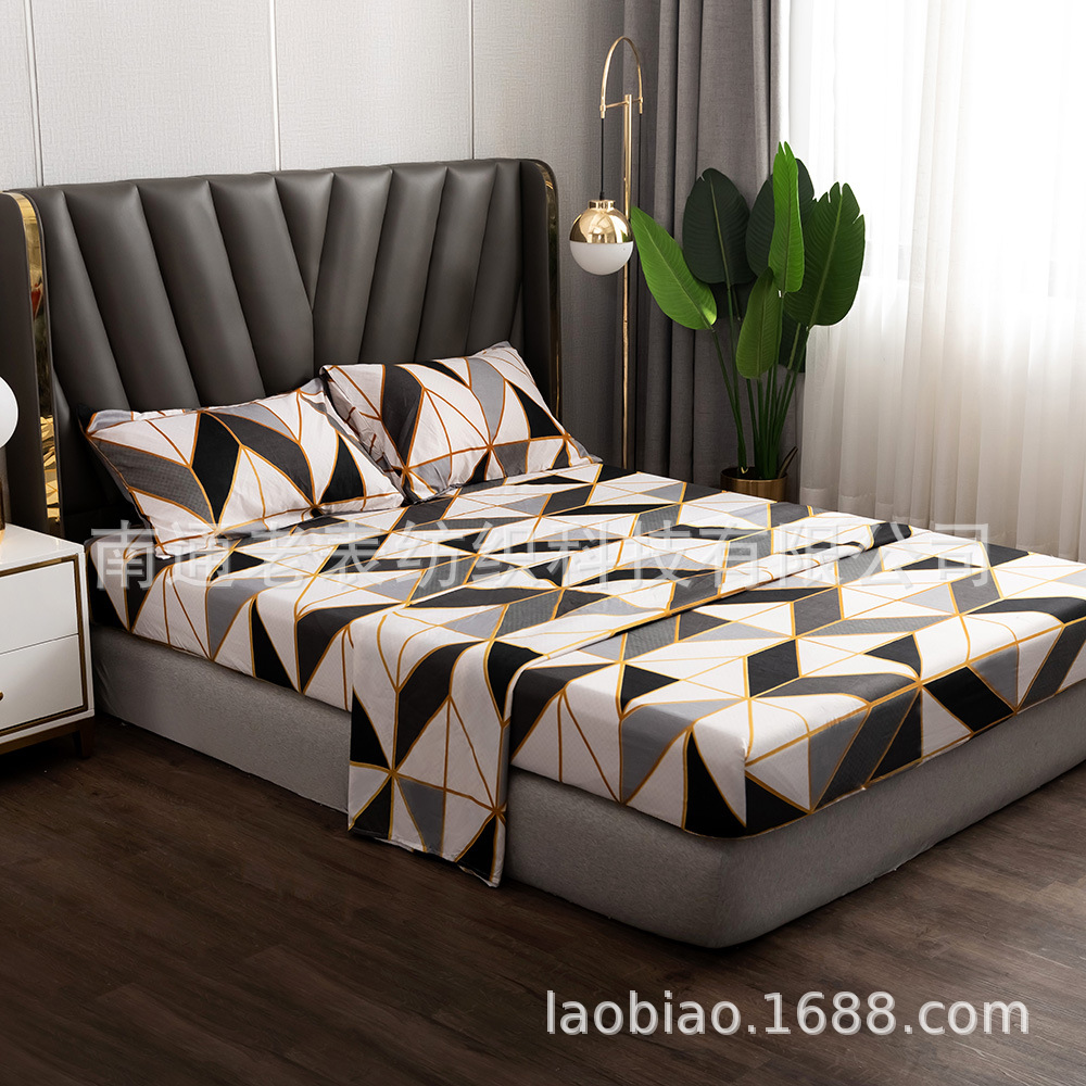 wish亚马逊ebay外贸跨境一件代发家居床单床笠枕套四件套床笠款