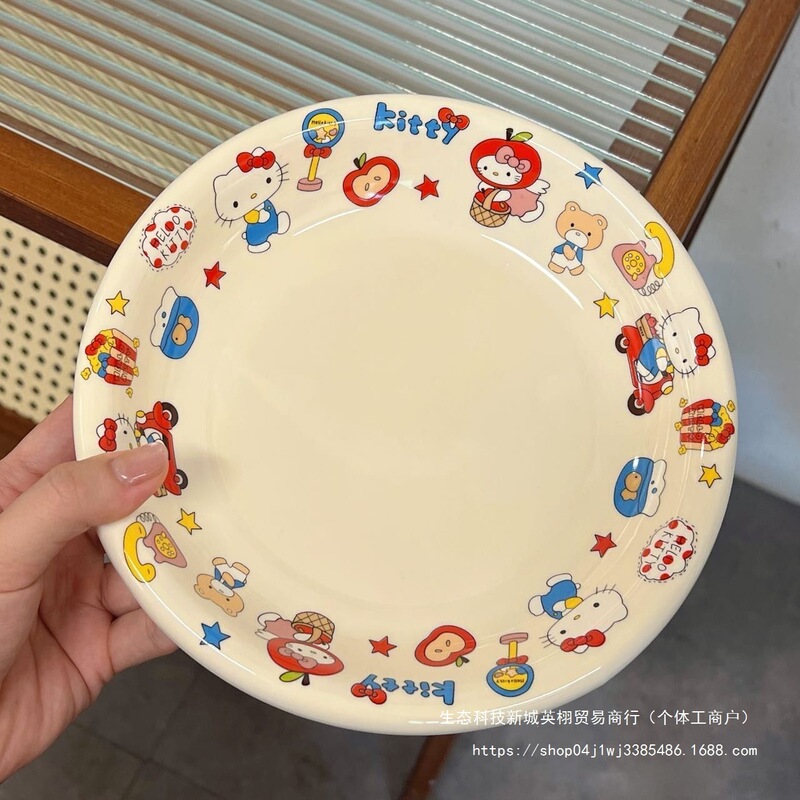 Motorcycle Cat Ceramic Tableware Set, Underglaze Color, High Aesthetic Value, Dormitory Tableware, Cute and High Temperature Resistant