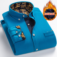 爆款灯芯绒保暖衬衫男士加绒加厚条绒休闲百搭衬衣