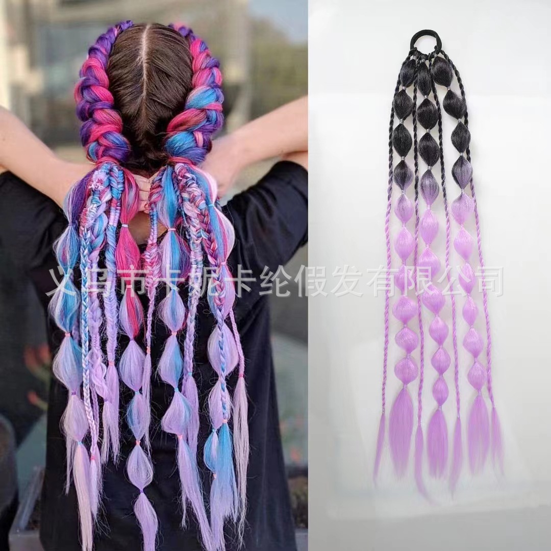 Internet popularidad de la moda de la mujer callejera estilo artefacto linterna burbuja trenzada larga trenzada a mano peluca 50g