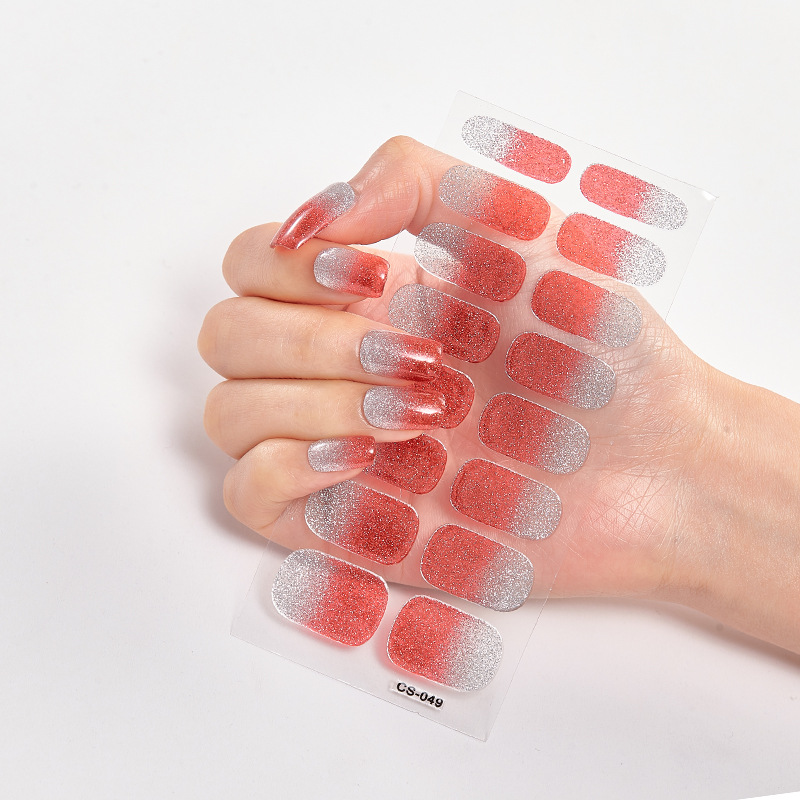 Nuevo 16-dedo ultra-delgado sin costuras pegatinas de uñas 3D pegatinas de uñas desgaste libre de gelatina almohadillas de uñas pegatinas de uñas parche helado
