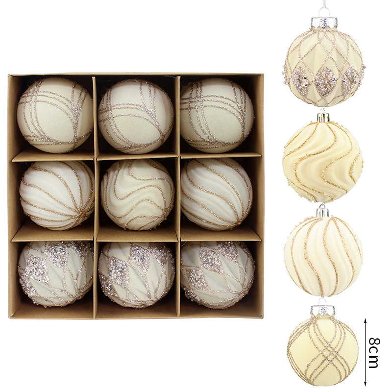 Bolas de Navidad flocado Bolas de Navidad Bolas de Navidad Colgante de árbol de Navidad Accesorios de Navidad Colgante de decoración de Navidad