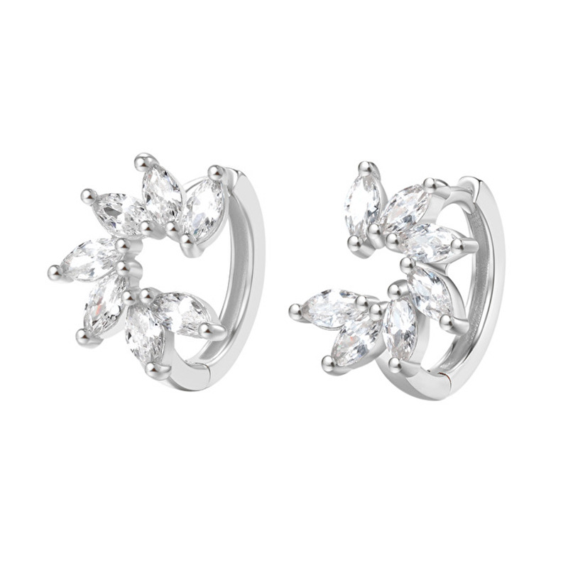 Brass Ear Needle Material 1 Pair Elegant Lady Simple Style Flower Inlay Copper Zircon Earrings