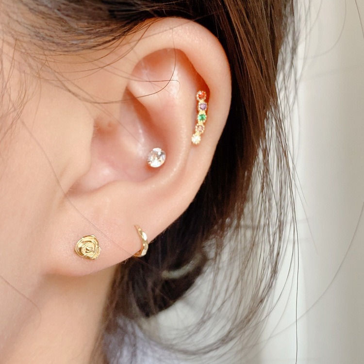 韩版纯银耳扣耳环时尚通勤耳圈百搭黄金耳骨环男女精致小耳扣素圈