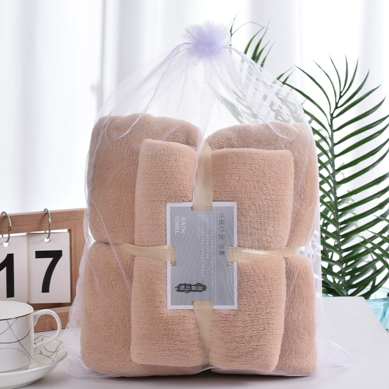 High-end coral soft bath towel, set, increased thickness, water absorbent, wholesale