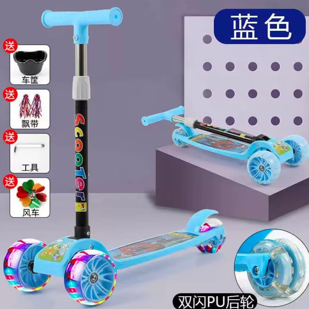 Scooter trasero de dos ruedas PU flash rueda plegable de cuatro velocidades para niños de 2 a 10 años