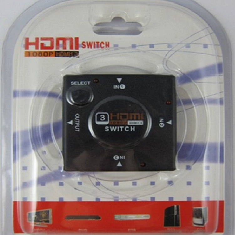 HDMI-переключатель с высоким разрешением, три входа и один выход, видеопереключатель 3 входа и один выход, HDMI-сплиттер 1080P, стандарт HD