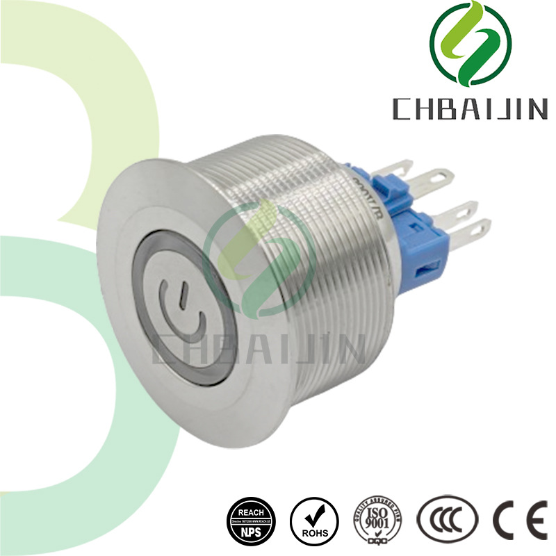 16/19/22/25/28/30MM复位平高头球头按钮不锈钢防水金属按钮开关
