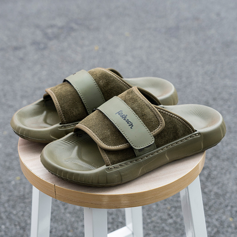 Genuine Leather Slippers Men's Summer Fashion Outer Wear Casual Soft Bottom Slides Fashion Sports Lightweight Sandals for Men