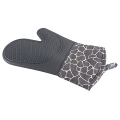 Baking oven microwave oven thickened deer pattern rice dot silicone gloves mat set thermal insulation anti-slip multi-purpose gloves