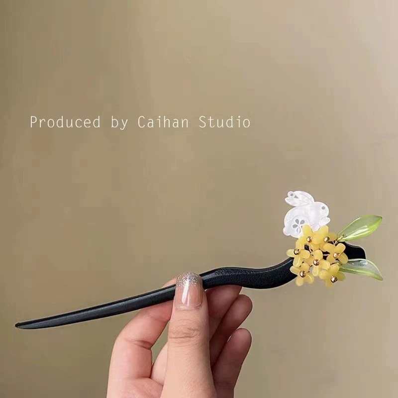 Китайская заколка HanfuHairgrip, цветы и кисточки, аксессуар для волос, 22 см, легкий