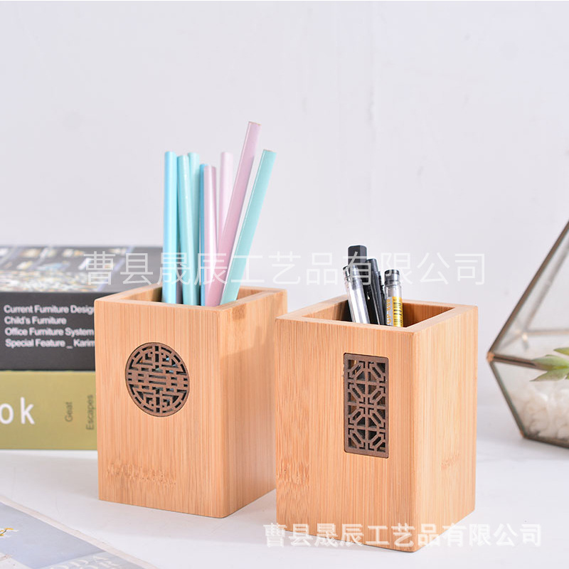 Portalápices de madera maciza de nogal, portalápices de escritorio para oficina, portalápices de madera maciza con almacenamiento hueco, simple.