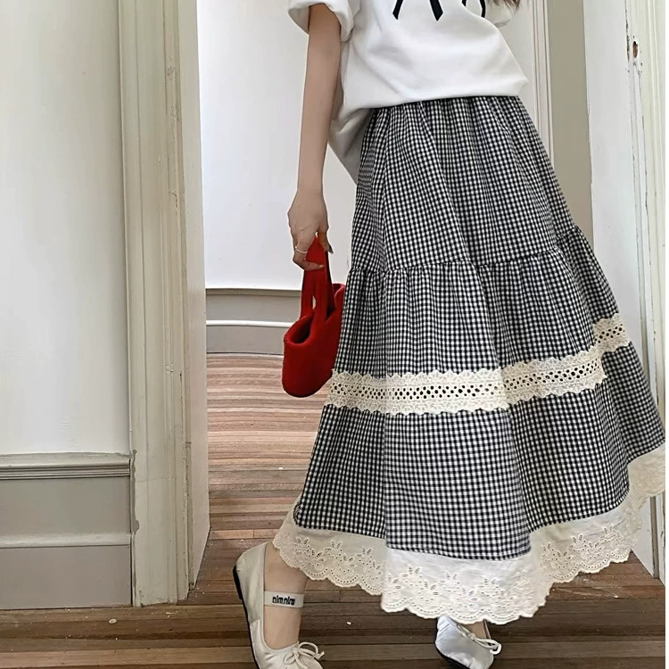 Retro summer long skirt, high waist, A-line, mid-length