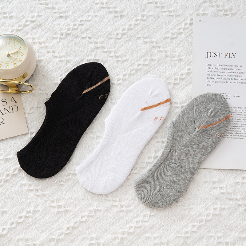 Suministro directo de fábrica de 6 pares de calcetines de algodón de punto en una bolsa, calcetines invisibles de boca baja, calcetines cortos antideslizantes de algodón peinado para hombres y mujeres