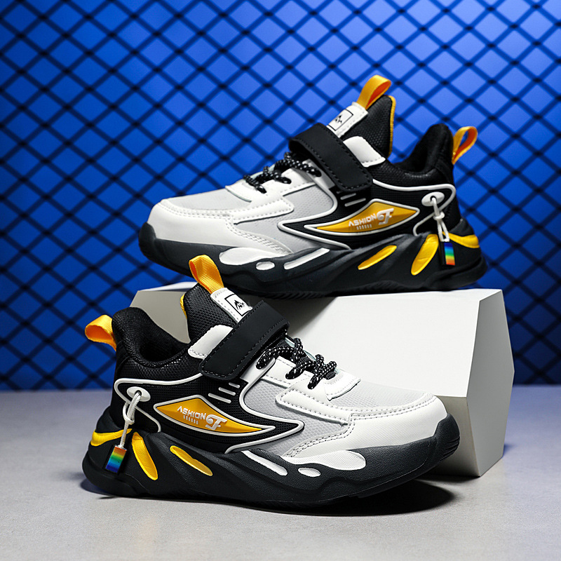 1879 zapatos para niños modelos de otoño e invierno zapatos deportivos de cuero para niños grandes zapatos para correr para niños transpirables de malla de primavera para niños