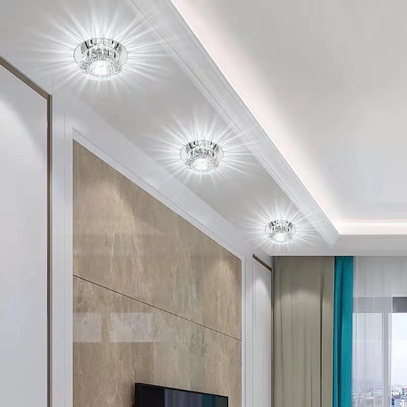 황소의 눈 램프 크리스탈 램프 LED 천장 램프 구멍 통로 램프 홈 다채로운 거실 천장 다운 라이트 색상 변경 임베디드