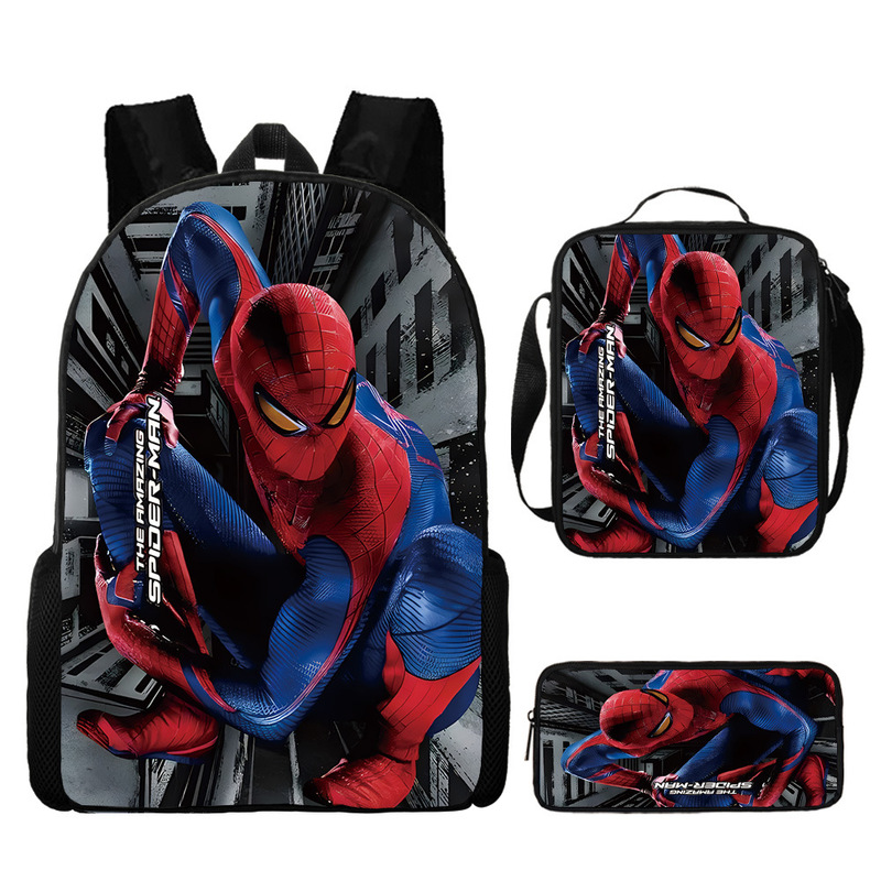 Children's Backpack Three-Piece Set Primary School Student Cartoon Schoolbag Boy's Backpack Superman Style Batman Backpack