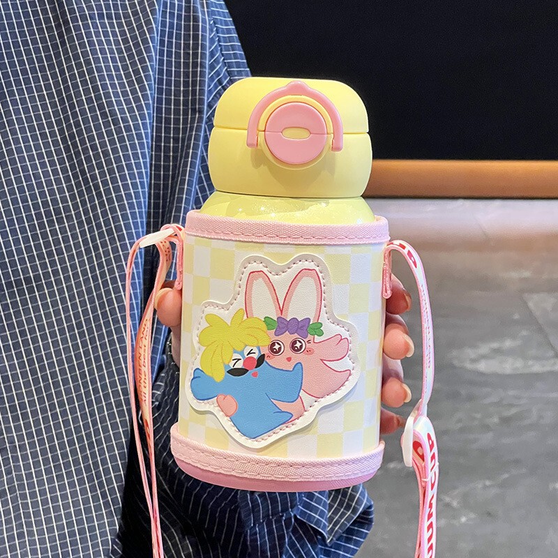 儿童保温杯可爱卡通学生双饮吸管水杯子男女幼儿园便携水壶批发|undefined
