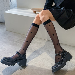 ふくらはぎの靴下の女性の半分の中筒の黒い糸の夏の薄い金jkの白い春と秋の愛の半分の足の黒色はやせています。