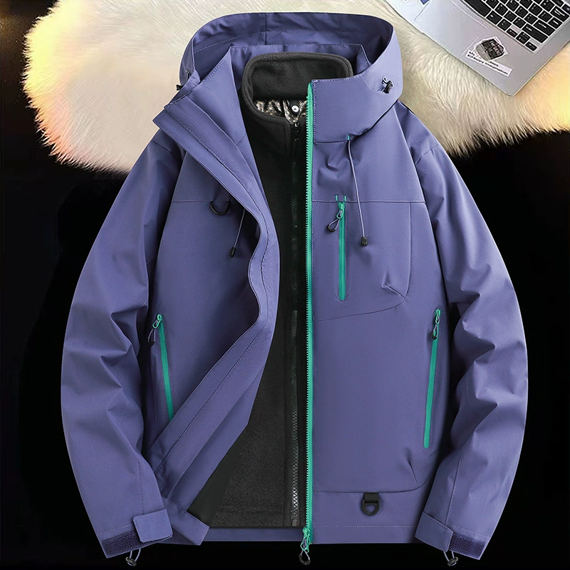 Три в одном, осенне-зимняя уличная рабочая куртка с капюшоном в горном стиле для мужчин и женщин, ветрозащитная одежда для альпинизма на открытом воздухе