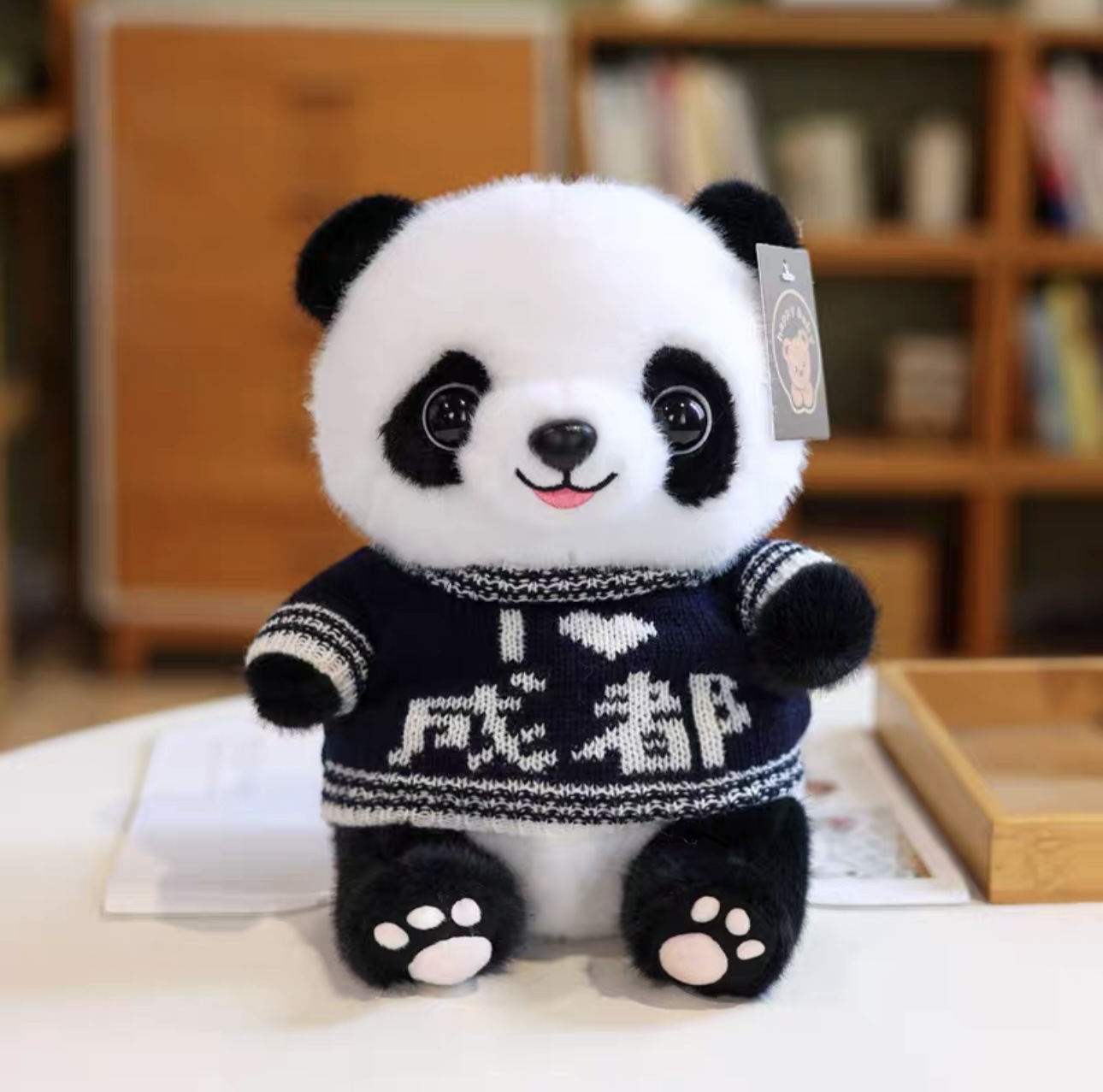 Disfraz encantador panda muñeca juguetes de peluche base panda recuerdos simulación tesoro nacional panda gigante puede agregar logotipo