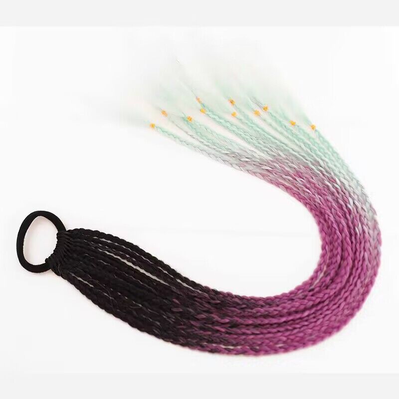 Trenza de tres hilos colorida Trenza sucia Africana Peluca de cola de caballo Color degradado Trenza pequeña Extensión de cabello de fibra química Trenza de 24 pulgadas en stock
