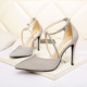 7117-1 han edition style light pointed mouth high-heeled shoes diamond sexy one word with sandals with professional OL for women's shoes