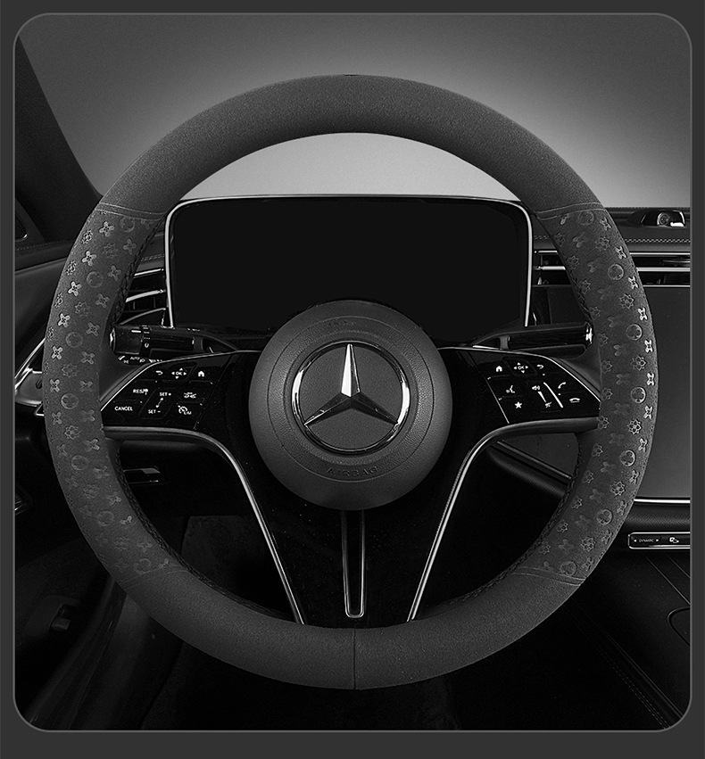 Ultra-thin non-slip breathable suede steering wheel cover, suitable for all seasons
